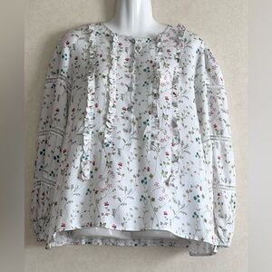 CAROLINA K. Cream Puff Sleeve Blouse with Ruffled Peter Pan Collar